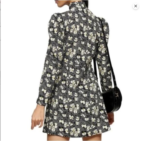 TOPSHOP Floral Tie‎ Neck Long Sleeve Mini Dress Womans 6 chic party summer - Picture 3 of 13